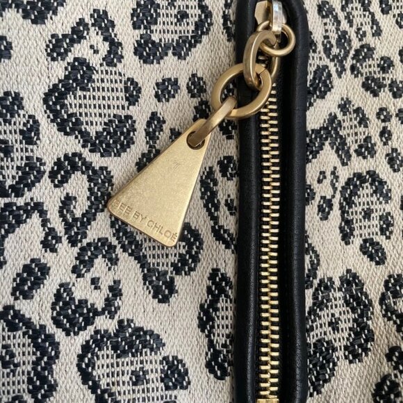 See By Chloe Leopard purse shoulder bag in beige/black canvas & black leather - Picture 6 of 16